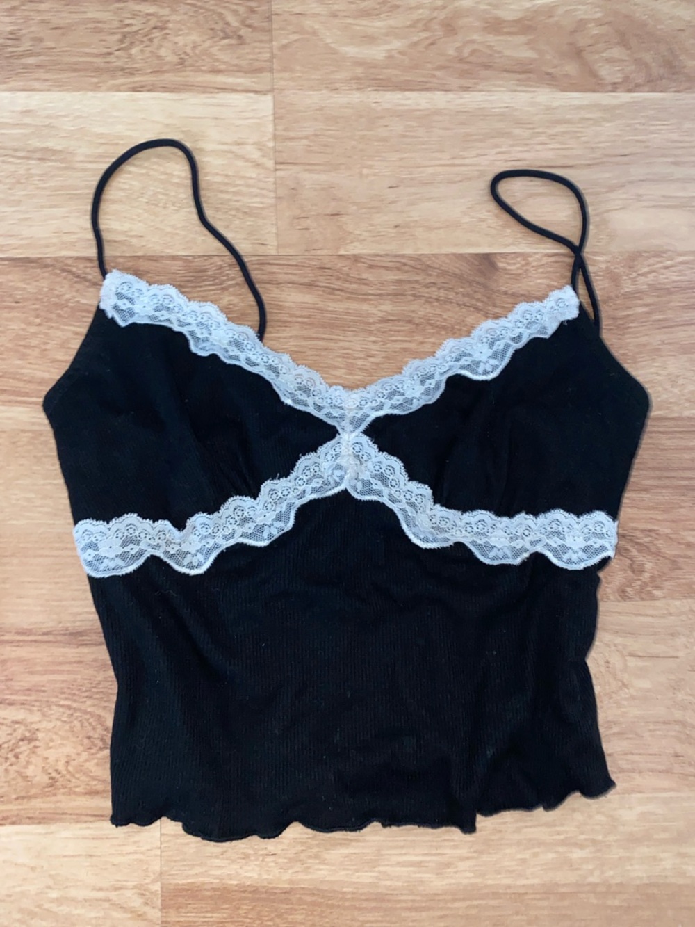 SHEIN Black Ribbed Spaghetti Strap Camisole